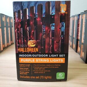 Halloween Indoor Outdoor String Lights Black Purple Solid Or Flashing Decor NEW